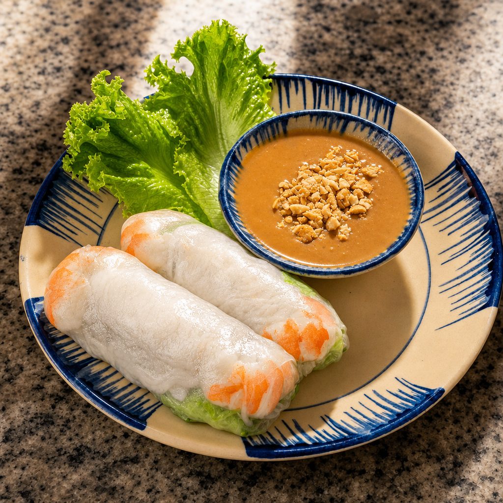 Shrimp & pork belly fresh spring rolls.