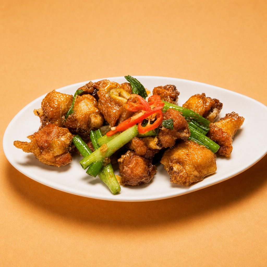 Chicken wings in fish sauce.