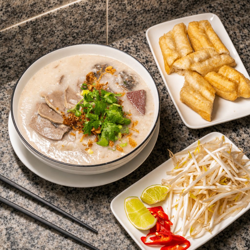 Pork intestine porridge.